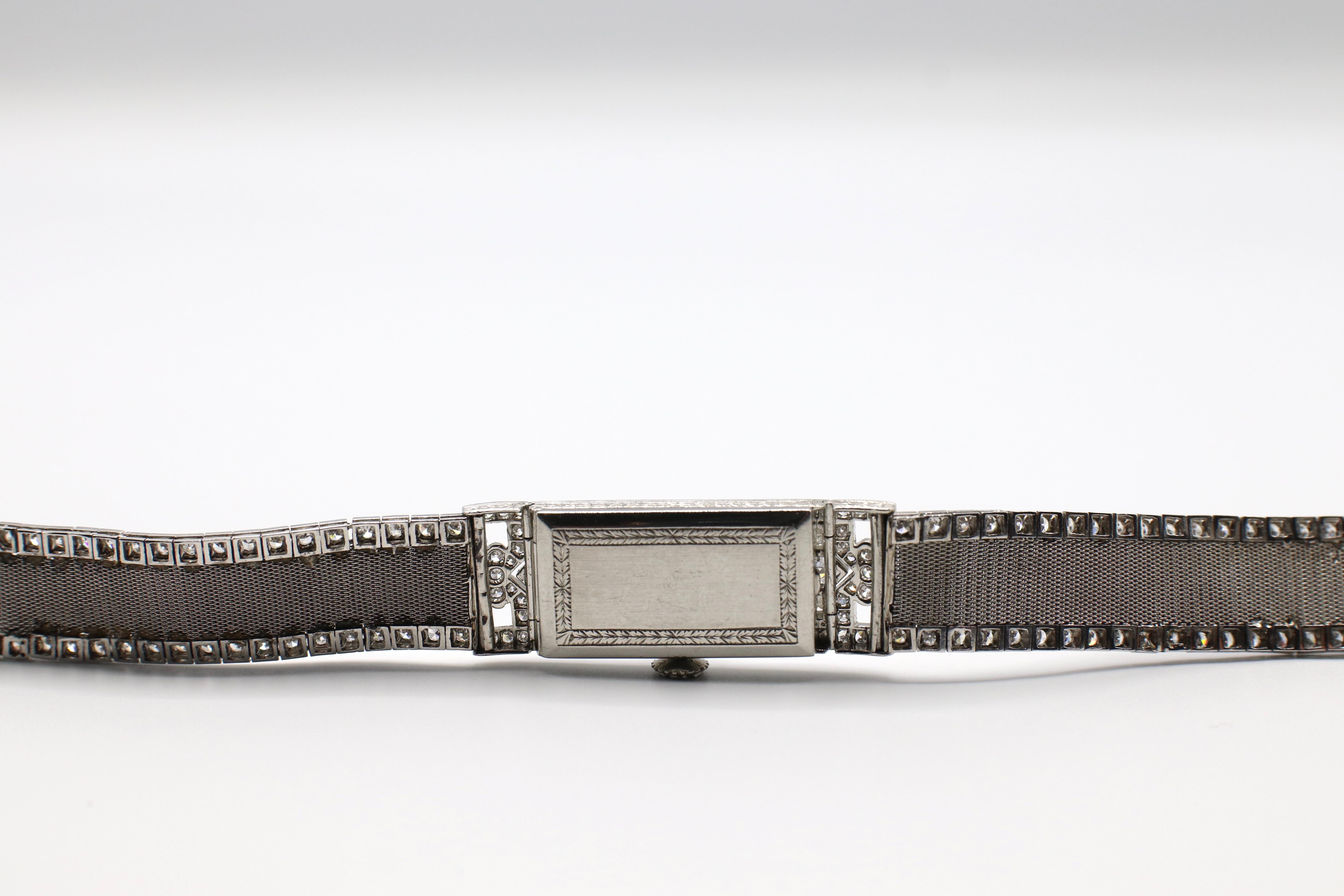 Women's Art Deco Patek Philippe Platinum Mesh Diamond Ladies Dress Watch