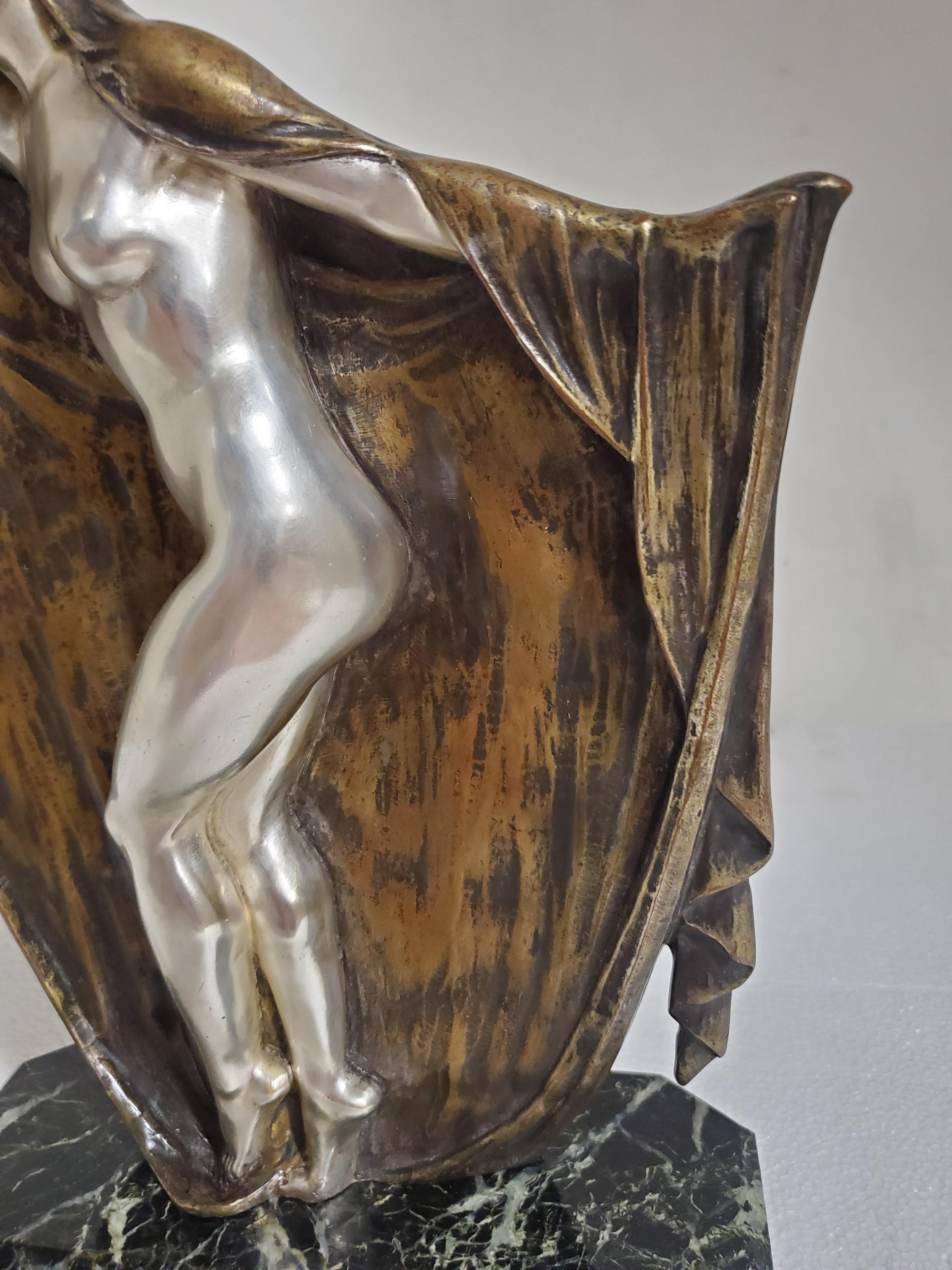 Art Deco patinated and silvered bronze figure of a nude, by Armand Lémo  For Sale 10