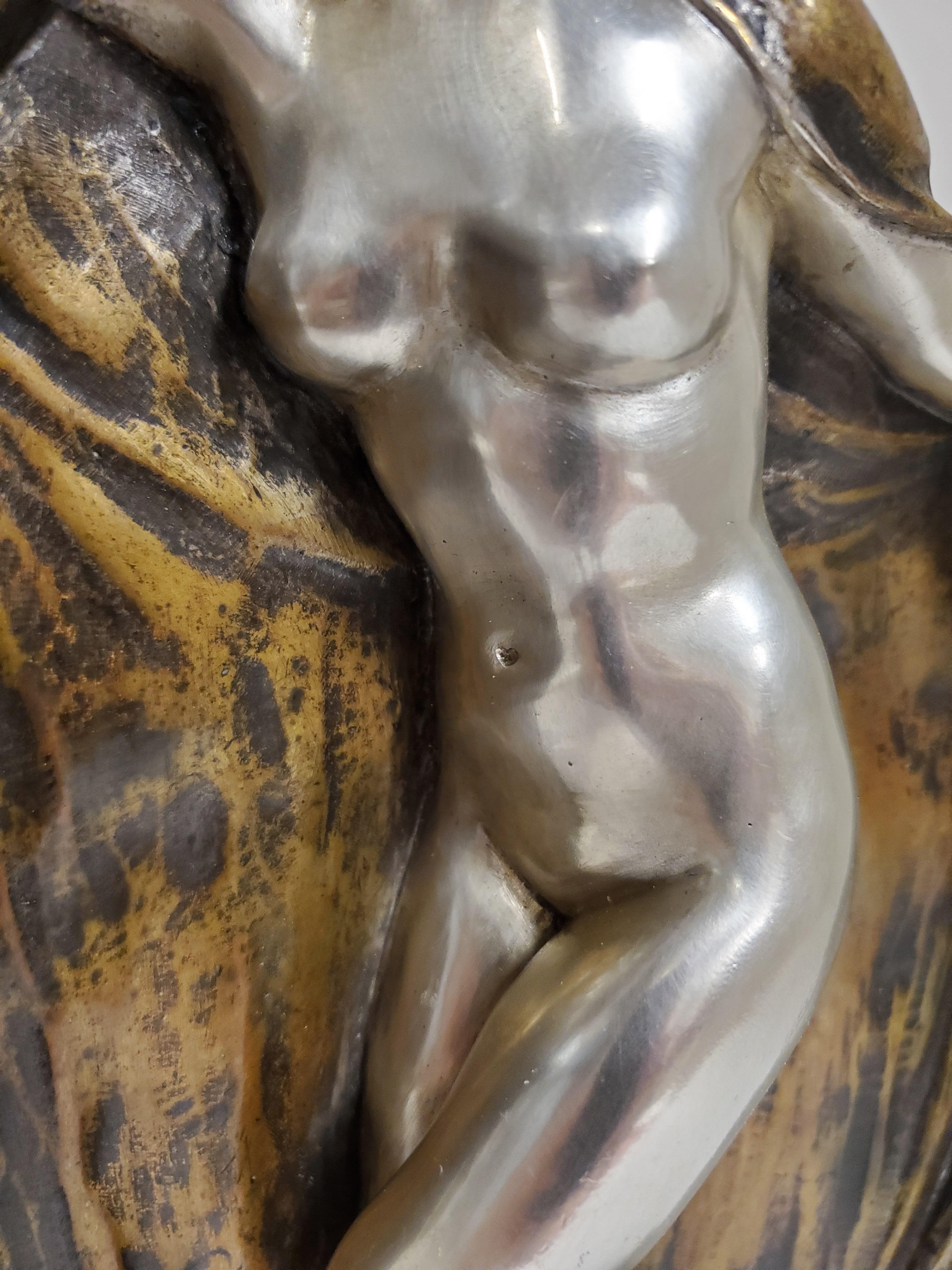 Art Deco patinated and silvered bronze figure of a nude, by Armand Lémo  For Sale 2
