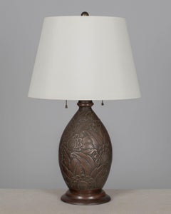 Art Deco Lampe aus patiniertem Messing