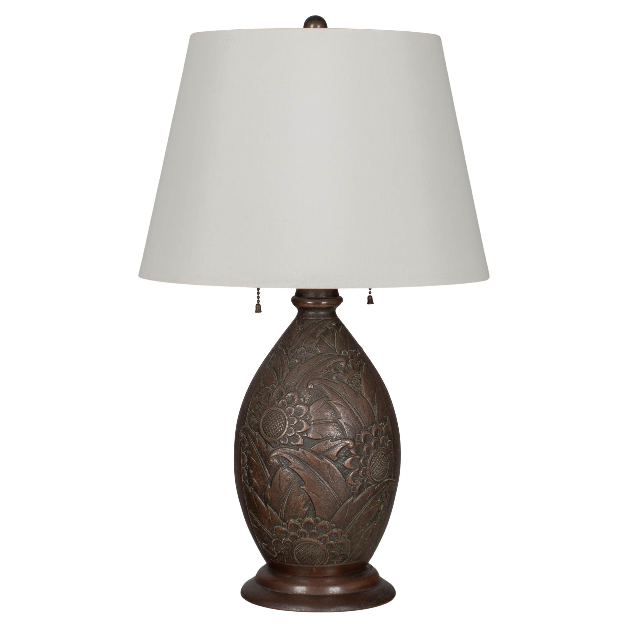 Art Deco Patinated Brass Lamp