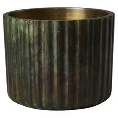 Vintage Art Deco Patinated Bronce Fluted Vase / Lidded Jar, Denmark, 1930s