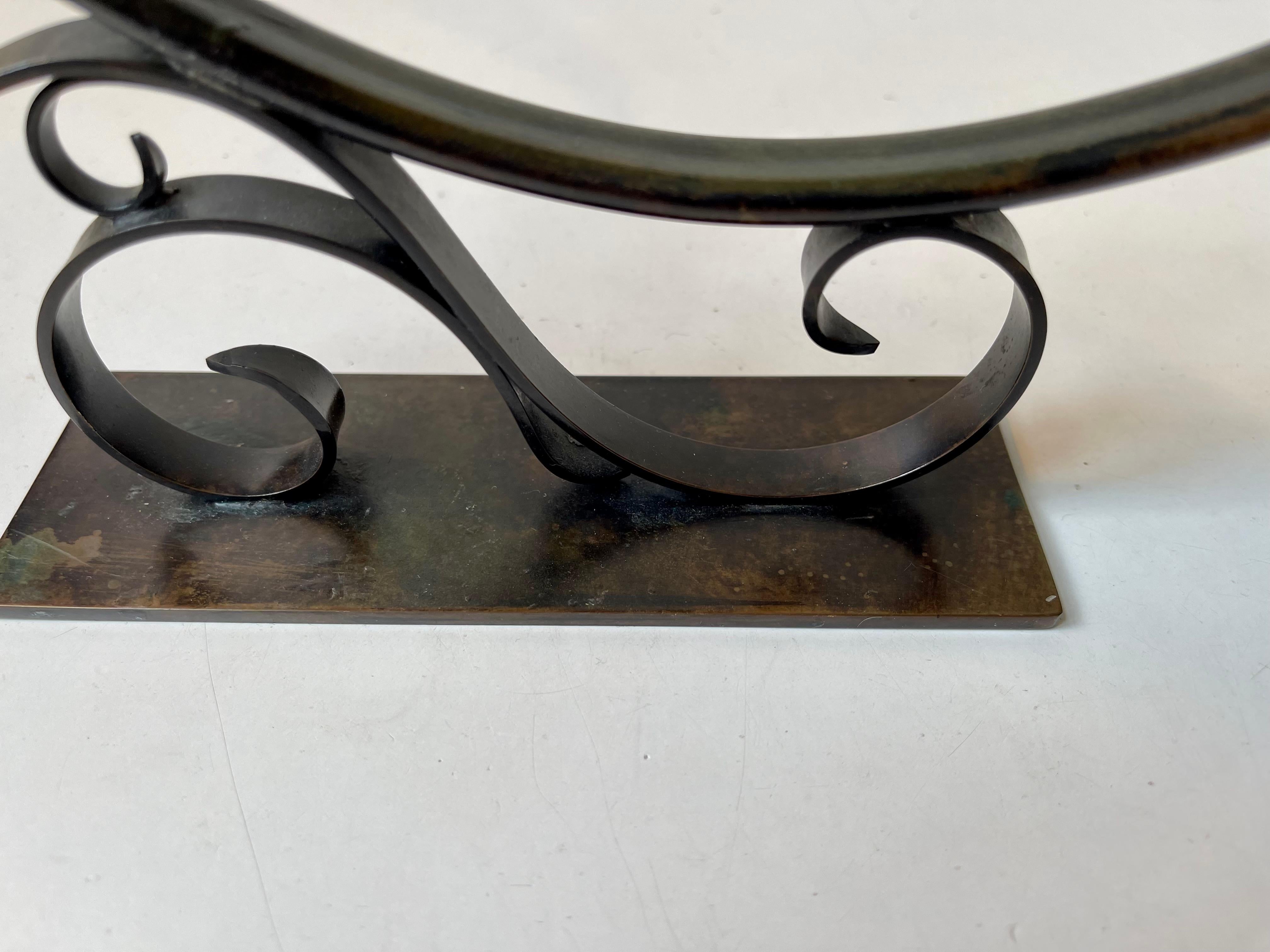 Art Deco Patinated Bronze Candle Holder by Holger Fredericia, 1930s For Sale 1