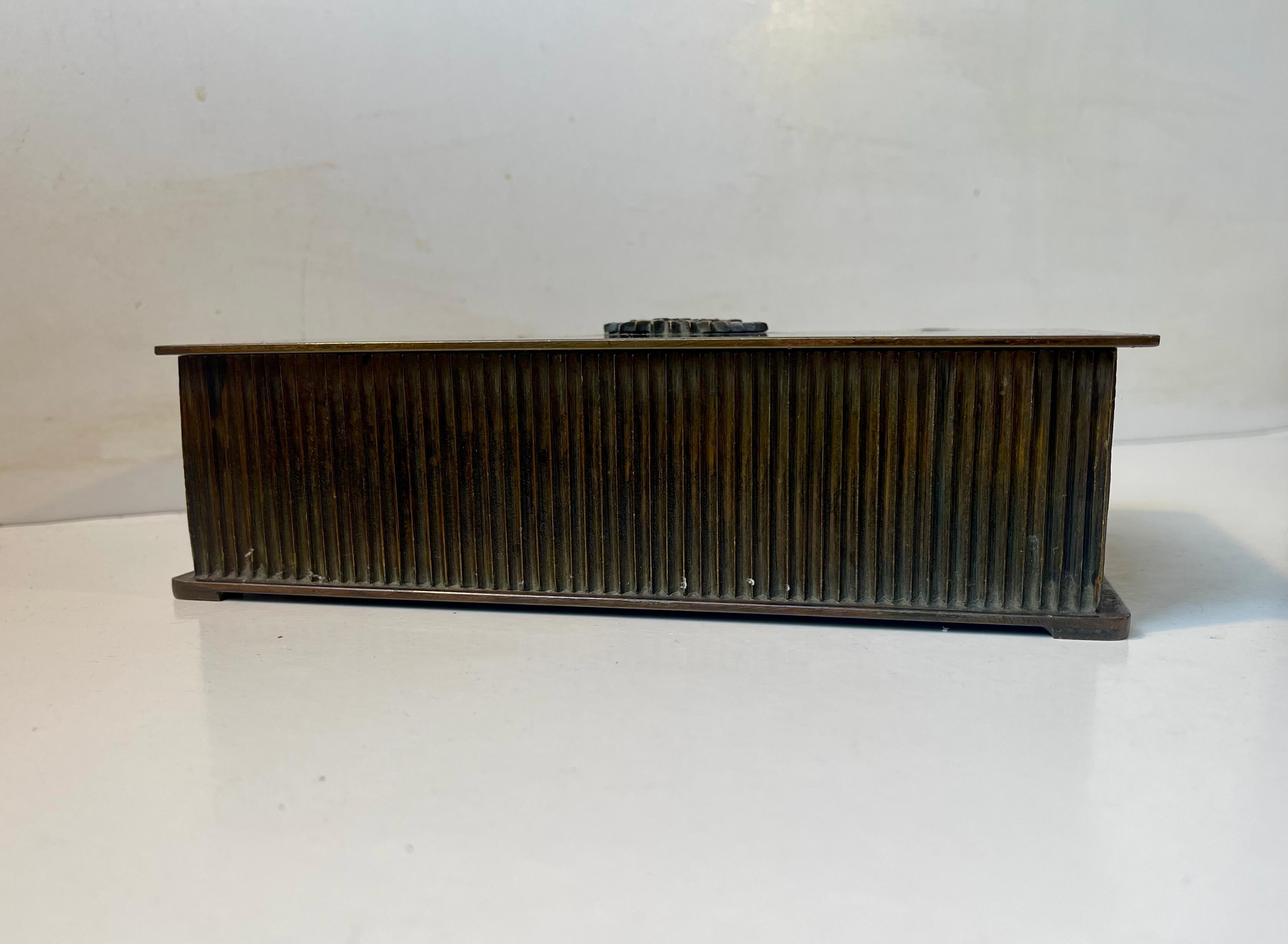 Art Deco Patinated Bronze Cigar Box from Tinos, Denmark, 1930s In Good Condition In Esbjerg, DK