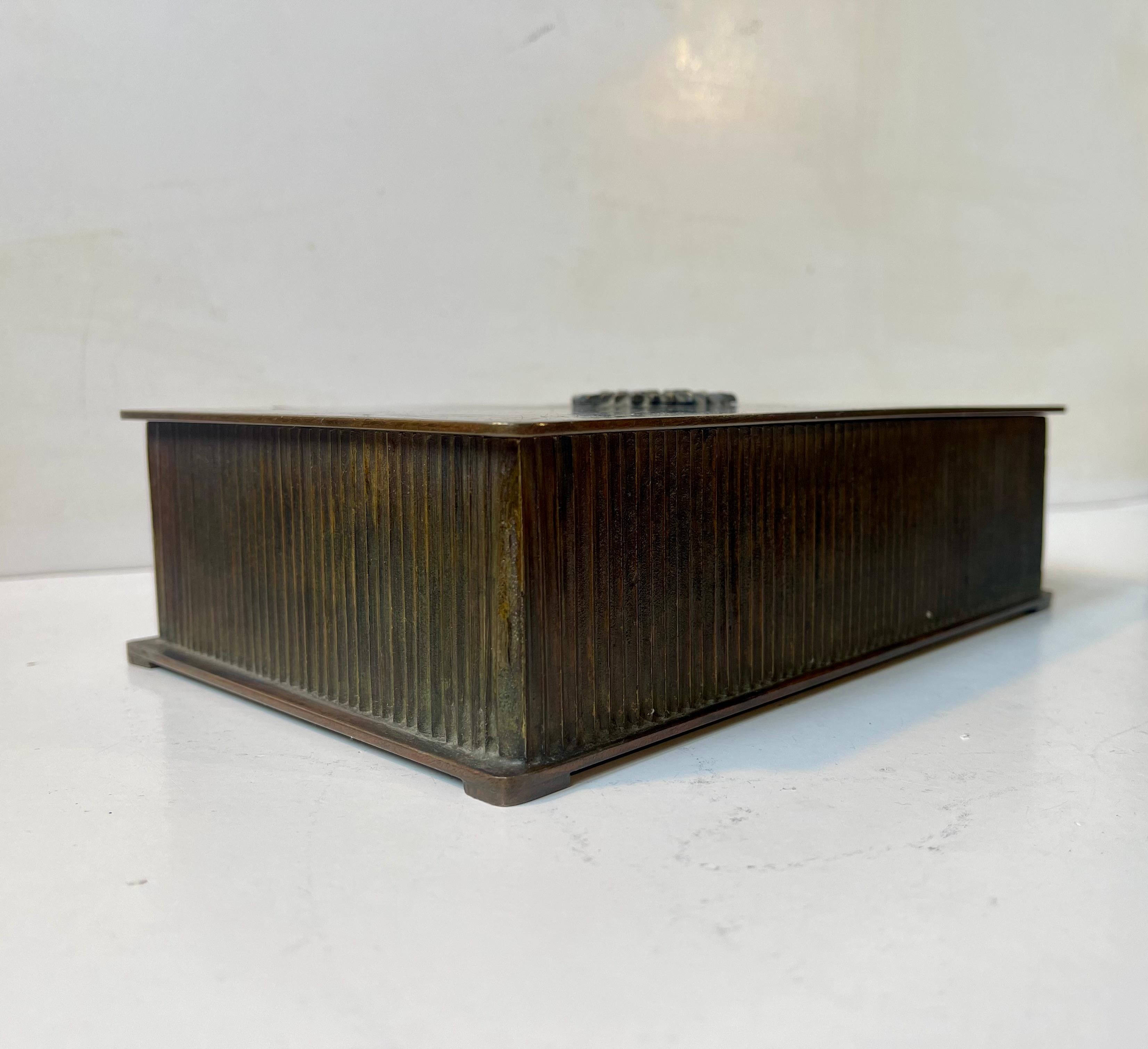 Mid-20th Century Art Deco Patinated Bronze Cigar Box from Tinos, Denmark, 1930s