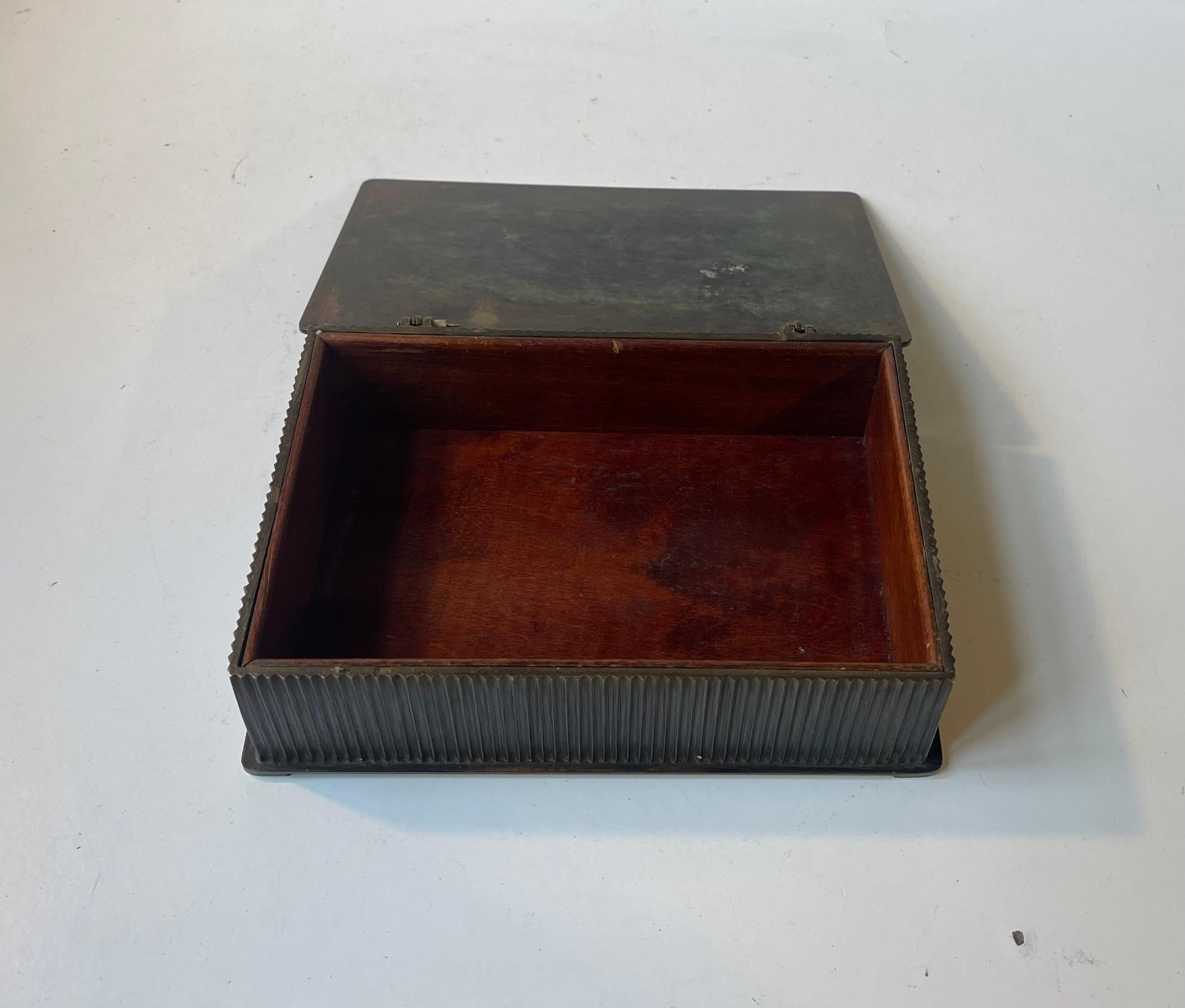 Art Deco Patinated Bronze Cigar Box from Tinos, Denmark, 1930s 1