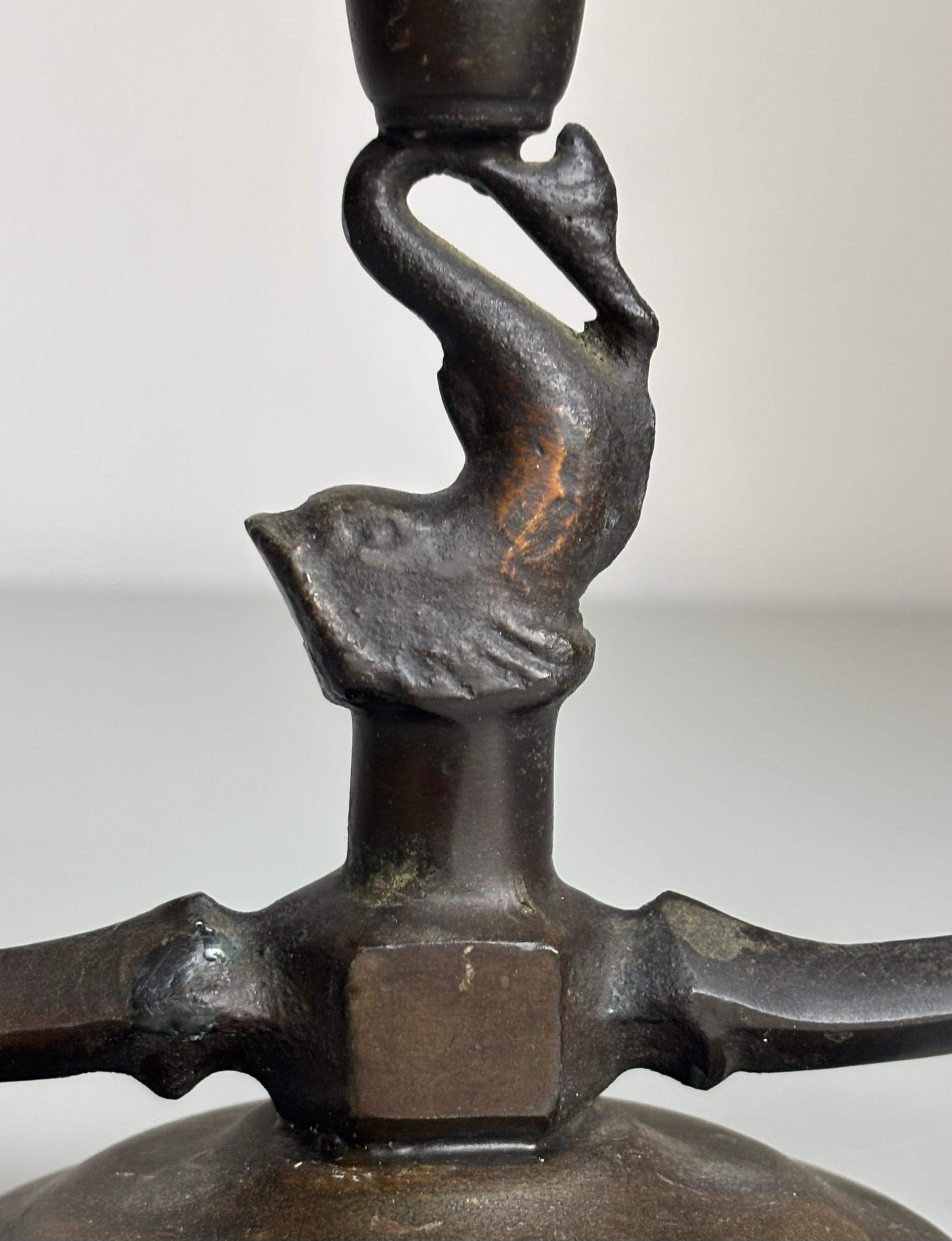 Art Deco Bronze Fish Candelabra, Denmark, circa 1920s For Sale 1