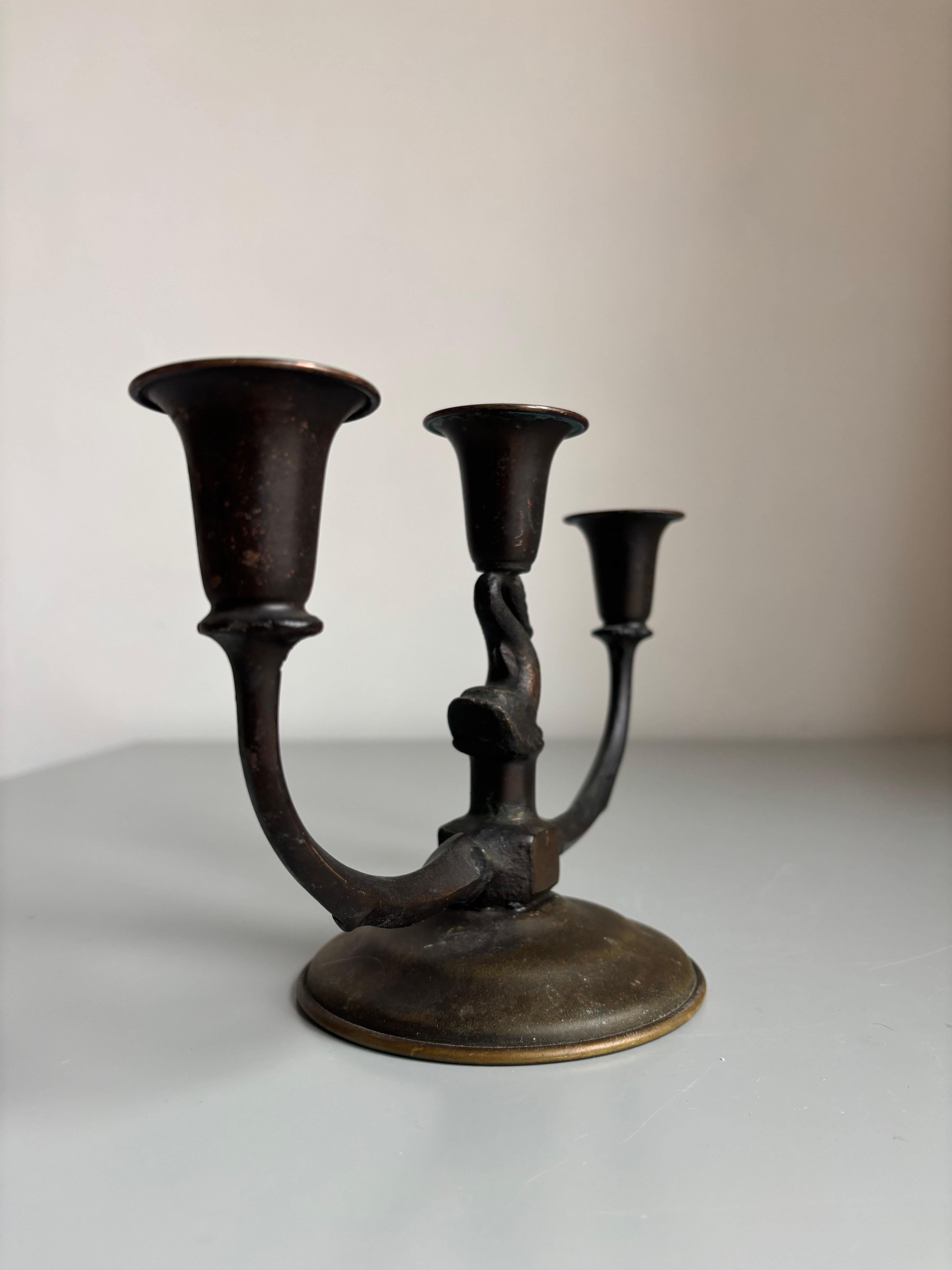 Art Deco Bronze Fish Candelabra, Denmark, circa 1920s For Sale 2