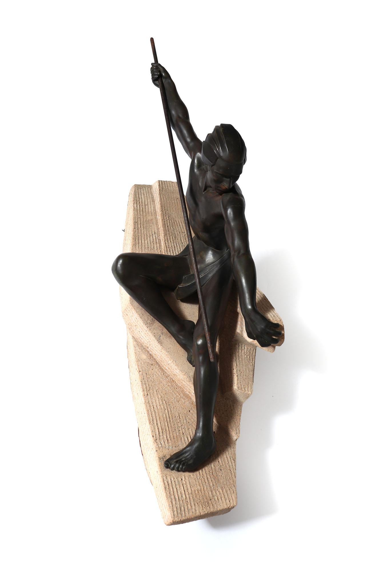 Art Deco Patinated Bronze Hunter by Max Le Verrier For Sale 6