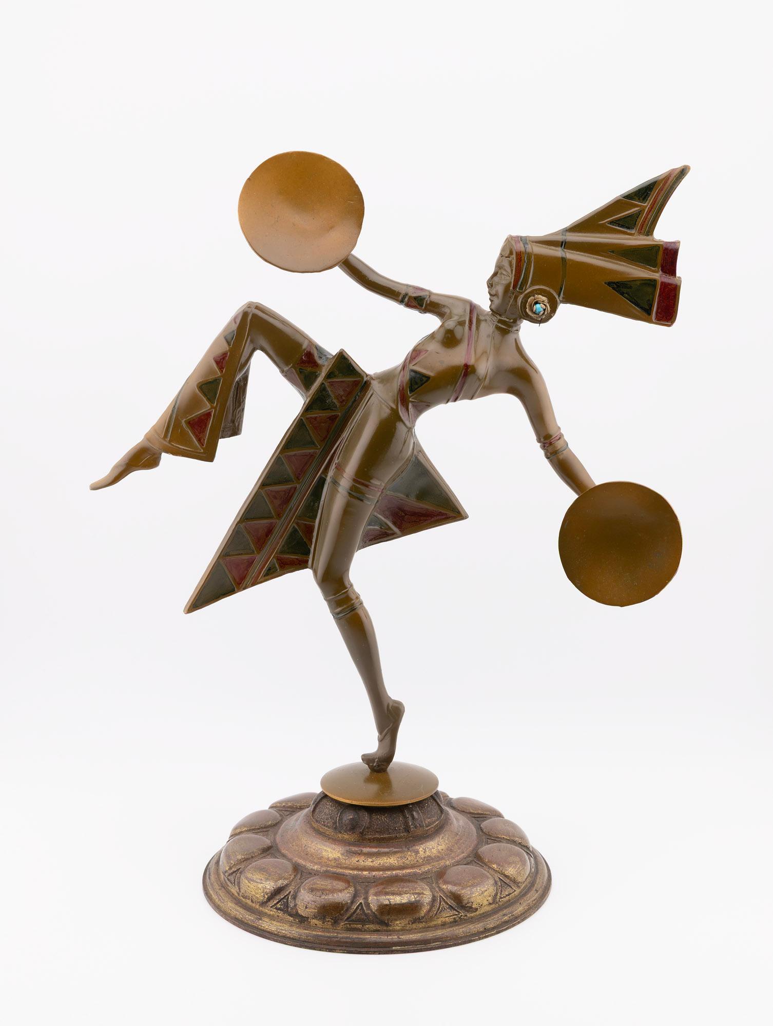This beautiful Art Deco sculpture was created in the 1920s during the height of the Deco period by Austrian sculptor Gerda Gerdago, originally Gottstein. Her career began as a costume designer before she became known as a pre-eminent sculptor. She