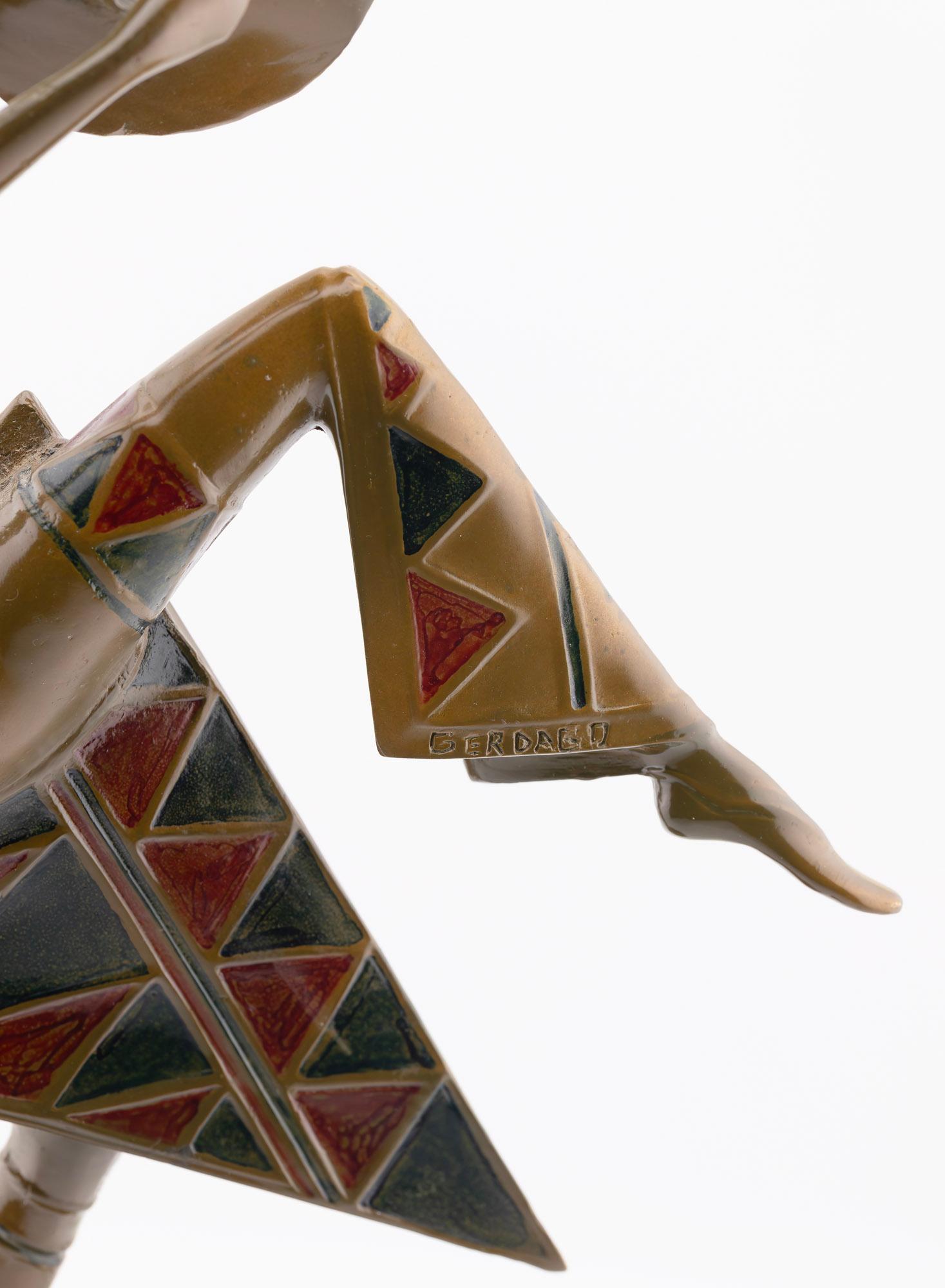 Austrian Art Deco Patinated Bronze Sculpture by Gerda Gerdago, Austria 1920s For Sale