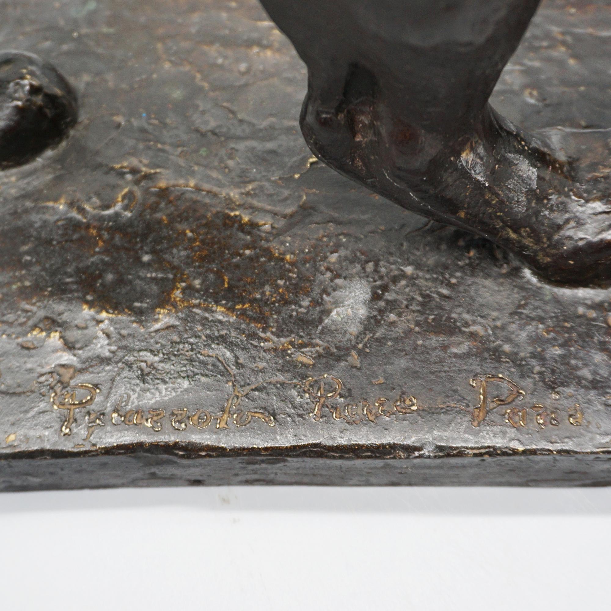 Art Deco Patinated Bronze Sculpture of a Prowling Panther by Piero Palozzolo For Sale 2
