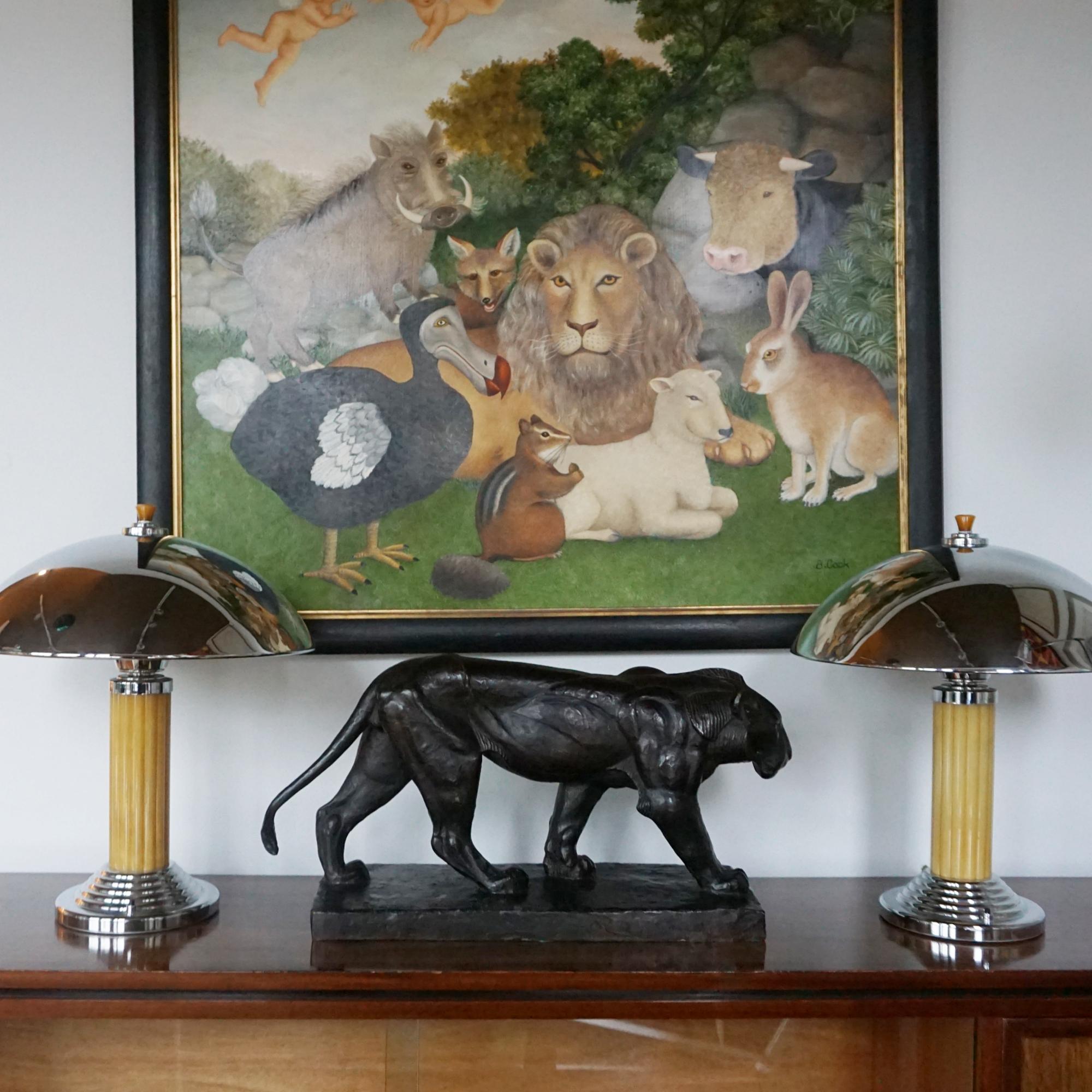 Art Deco Patinated Bronze Sculpture of a Prowling Panther by Piero Palozzolo For Sale 4