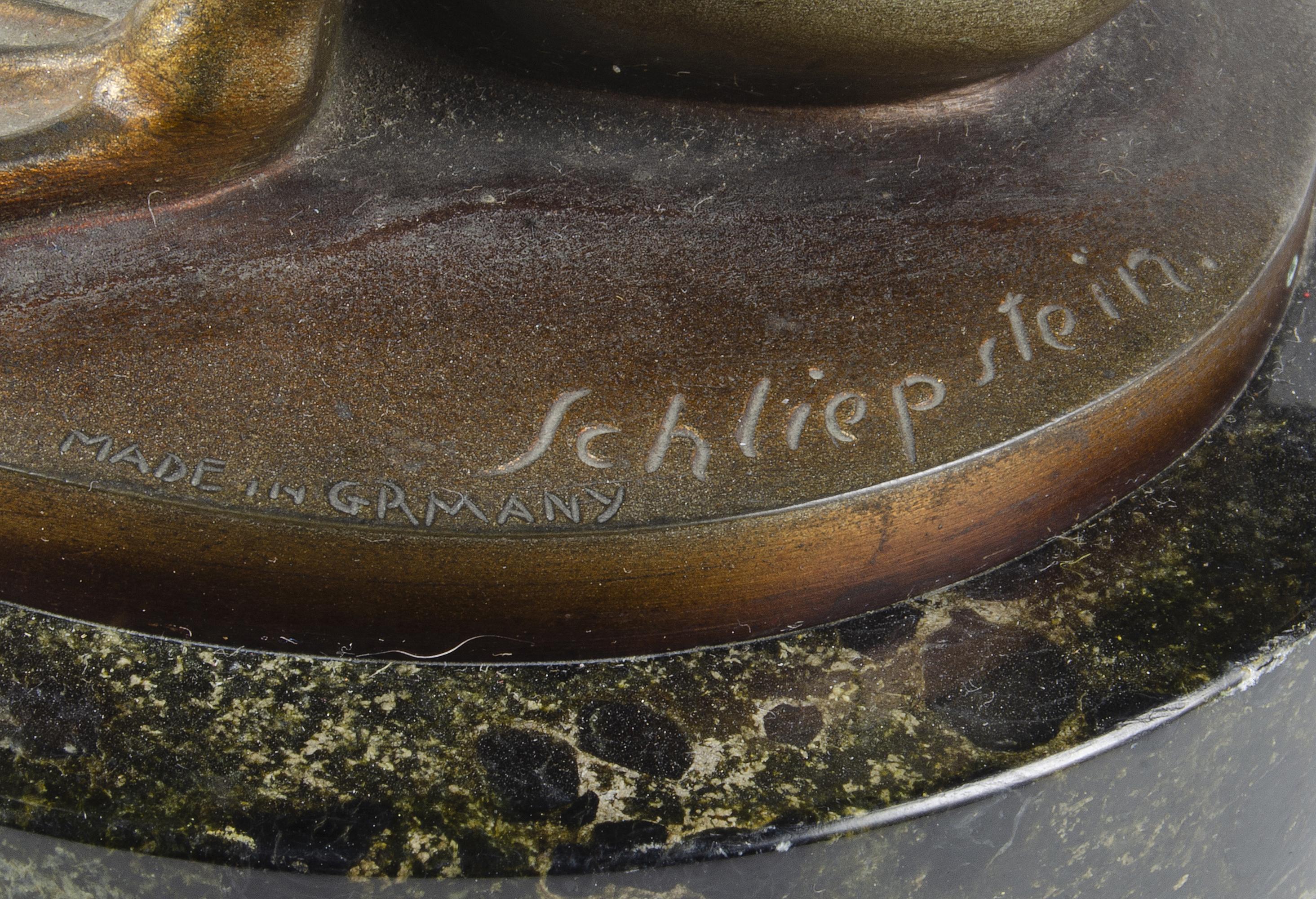 Art Déco Patinated Bronze Sculpture of Duck by Gerhard Schliepstein, Germany in vendita 2