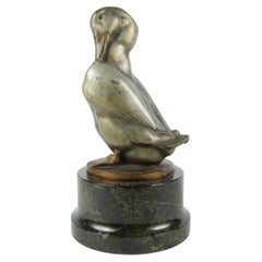 Antique Art Déco Patinated Bronze Sculpture of Duck by Gerhard Schliepstein, Germany