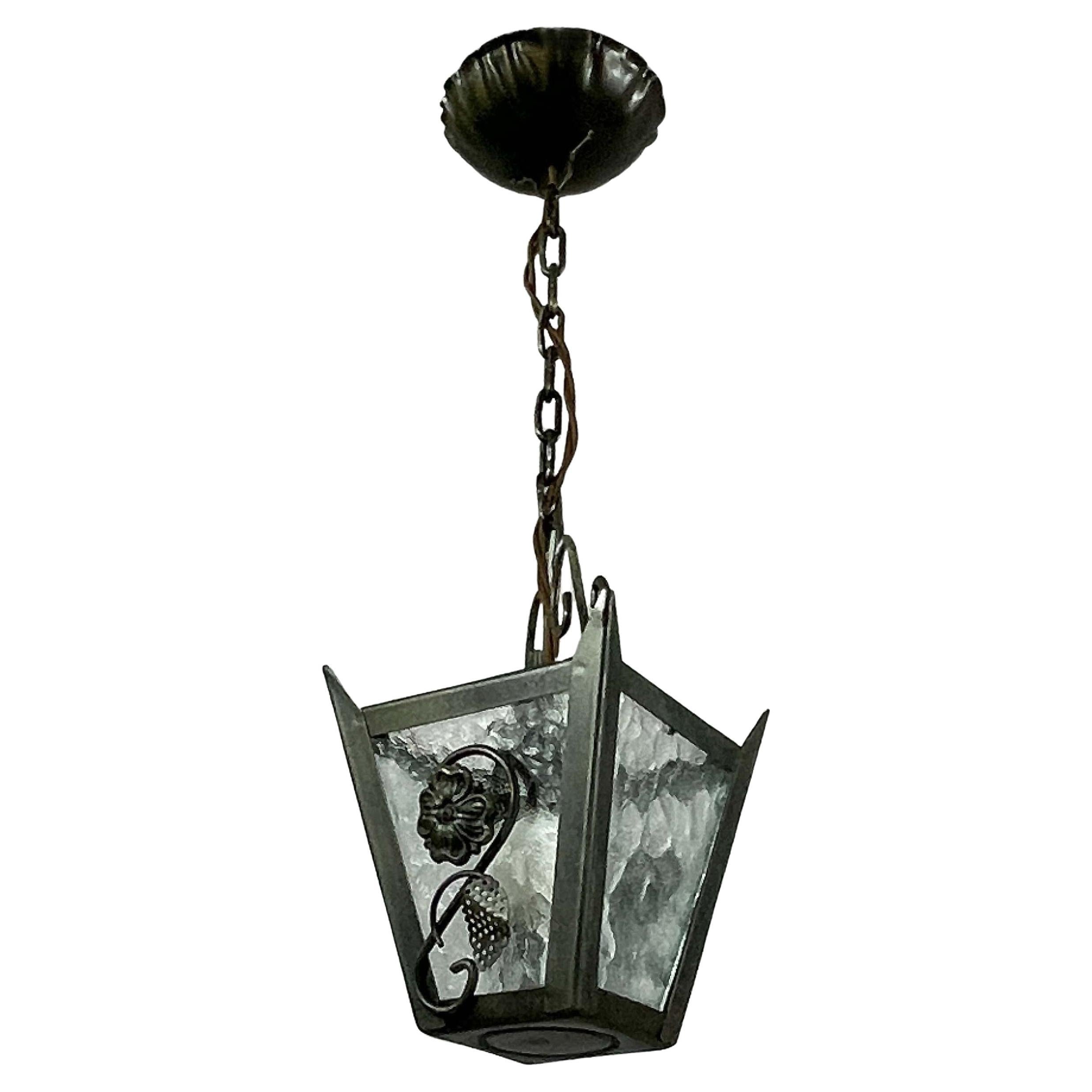 Art Deco Patinated Cast Iron Lantern, Sweden 1930s