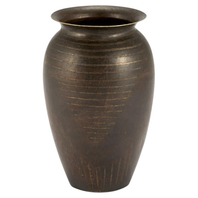 Vaso Art Deco Patinato Dinanderie di Jean Dunand