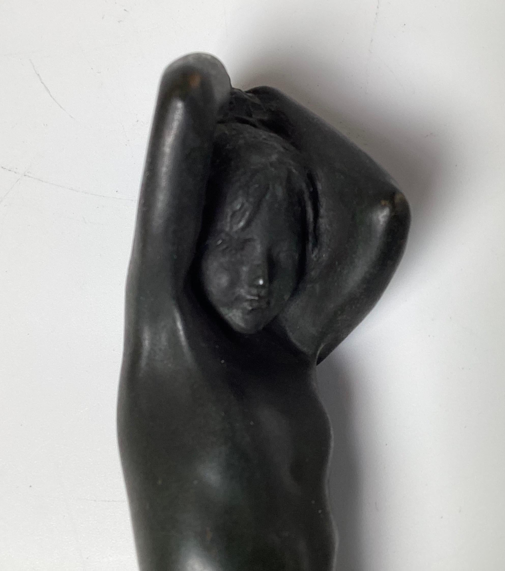 Mid-20th Century Art Deco Patinated Female Nude Bronze, Heinrich Faltermeir, Germany For Sale