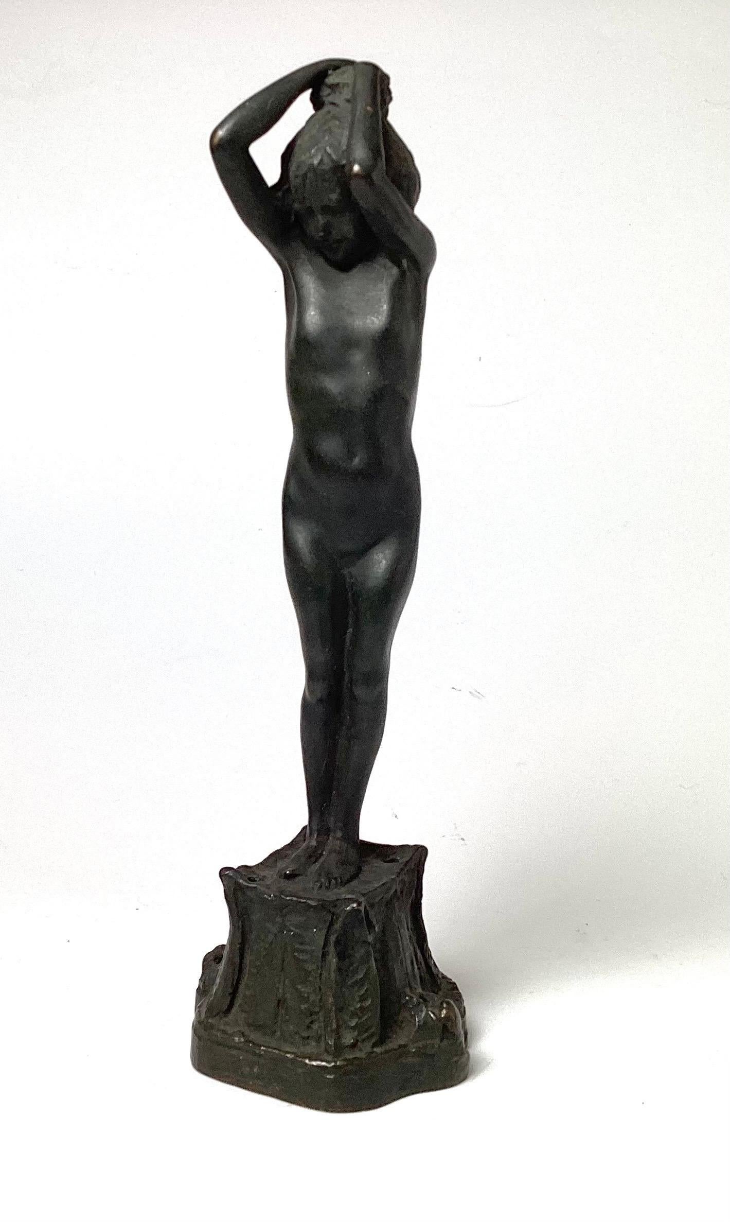Bronze Art Déco nu féminin patiné, Heinrich Faltermeir, Allemagne Bon état - En vente à Lambertville, NJ