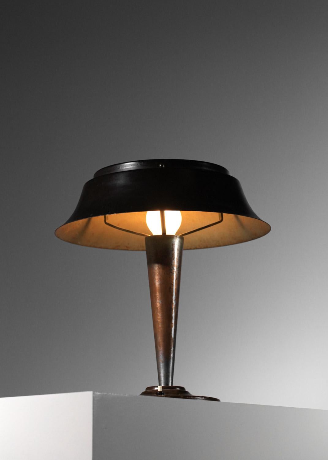 French Art deco patinated metal table lamp For Sale
