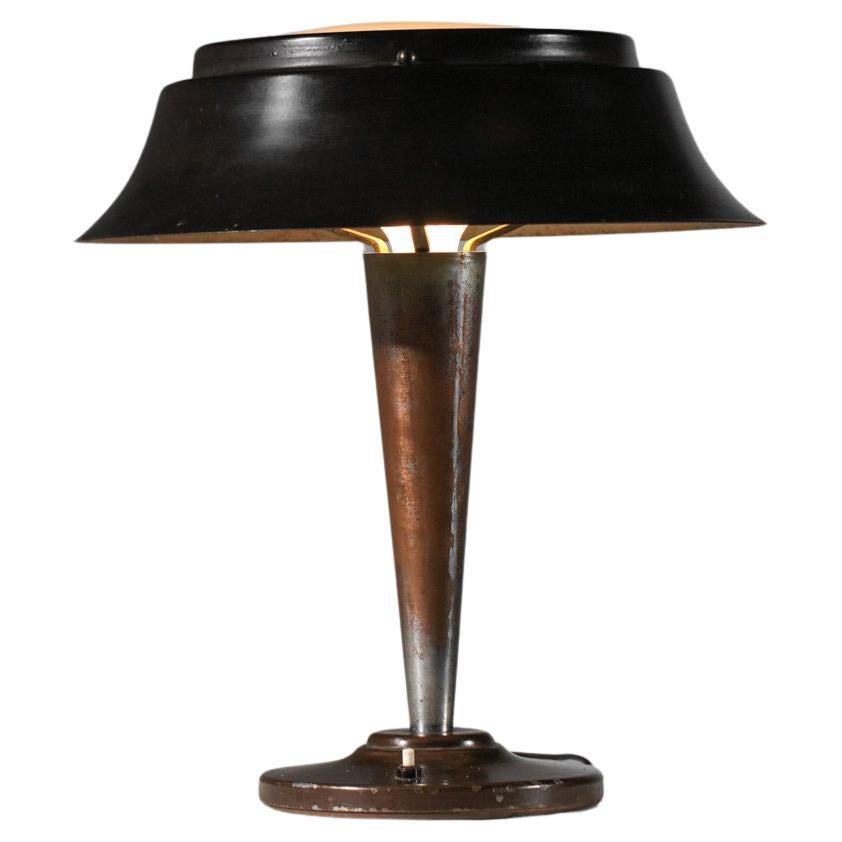 Art deco patinated metal table lamp  For Sale