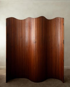 Separador de ambientes de pino patinado de estilo Art Déco, diseñado por Jomaine Baumann para Baumann France, 1930
