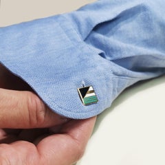 Art Deco Paul Brandt Enamel and Gold Cufflinks, Circa 1930