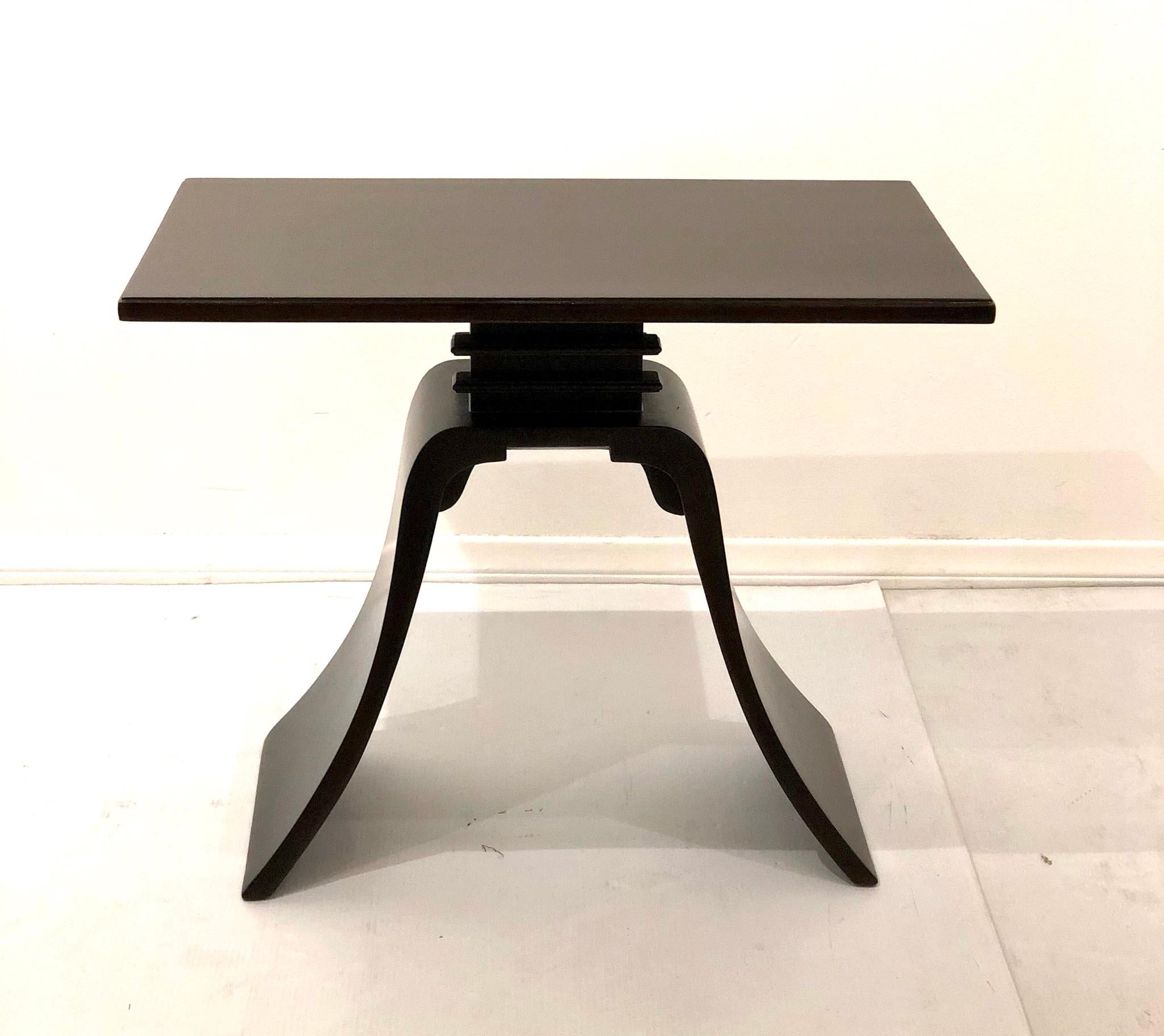 Beautiful Art Deco cocktail table designed by Paul Frankl, freshly refinished in dark chocolate finish great design and lines.