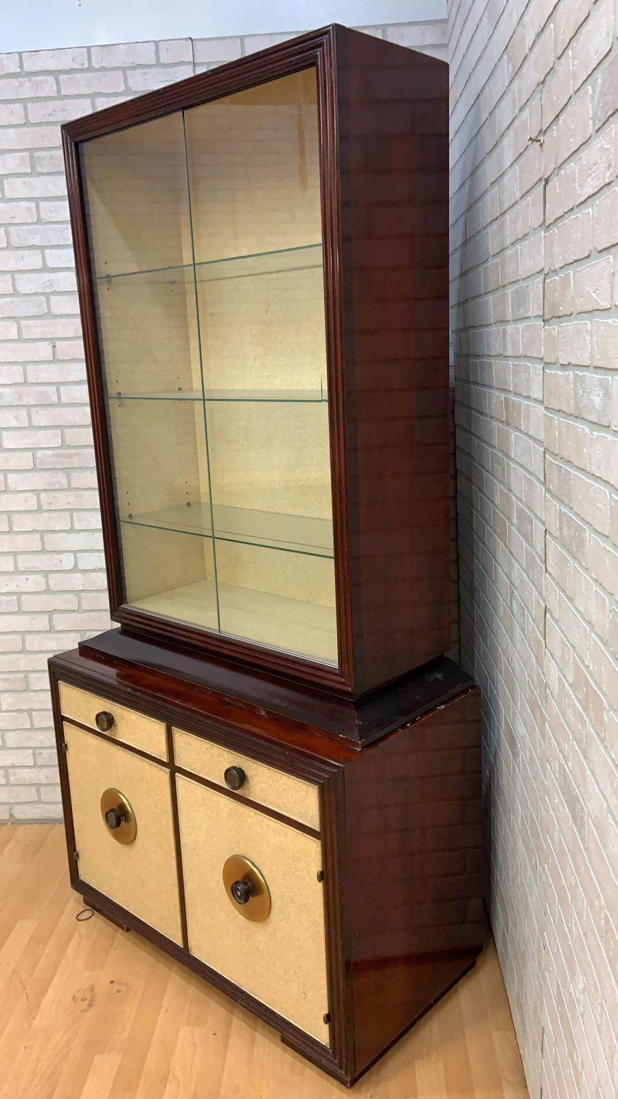 Art Deco Paul Frankl for Johnson Furniture Mahogany and Cork Buffet Cabinet For Sale 1