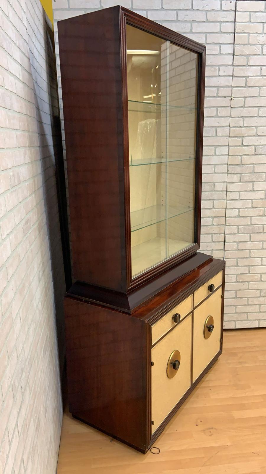 Art Deco Paul Frankl for Johnson Furniture Mahogany and Cork Buffet Cabinet For Sale 2