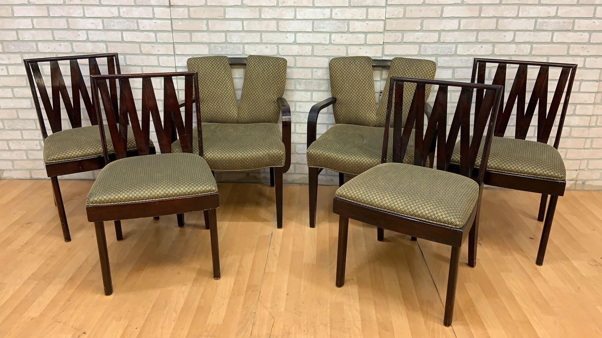 Art Deco Paul Frankl for Johnson Furniture Mahogany and Cork Dining 9 Piece Set For Sale 10