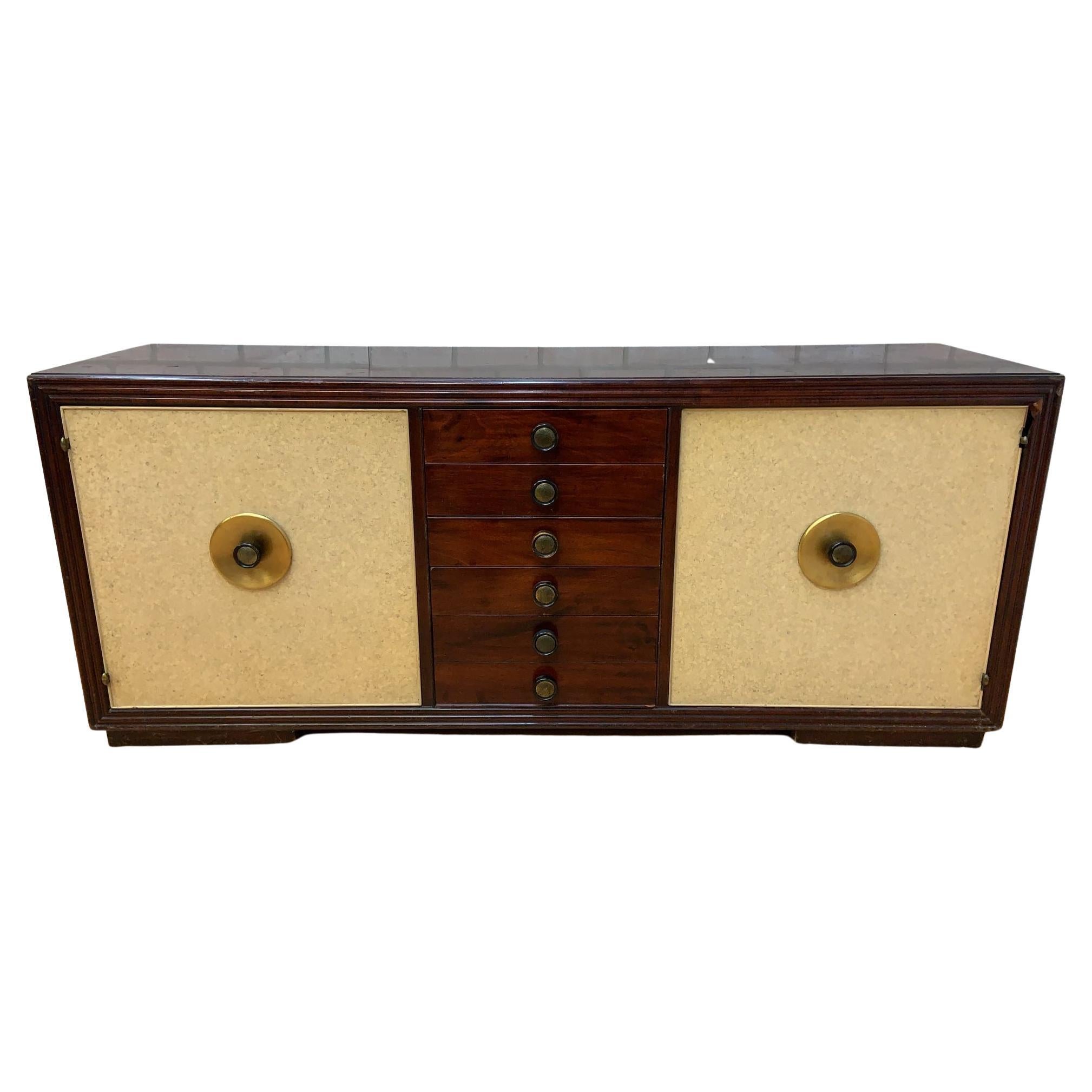 Art Deco Paul Frankl for Johnson Furniture Mahogany and Cork Sideboard