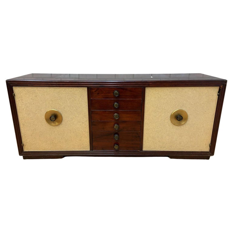 Art Deco Paul Frankl for Johnson Furniture Mahogany and Cork Sideboard For Sale at 1stDibs