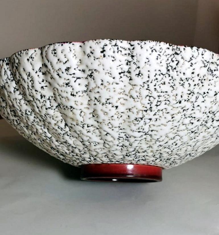 Art Deco Paul Milet Sevrès France Red and White Glazed Ceramic Bowl 4