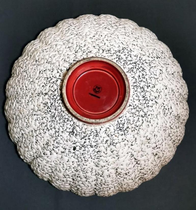 Art Deco Paul Milet Sevrès France Red and White Glazed Ceramic Bowl 8