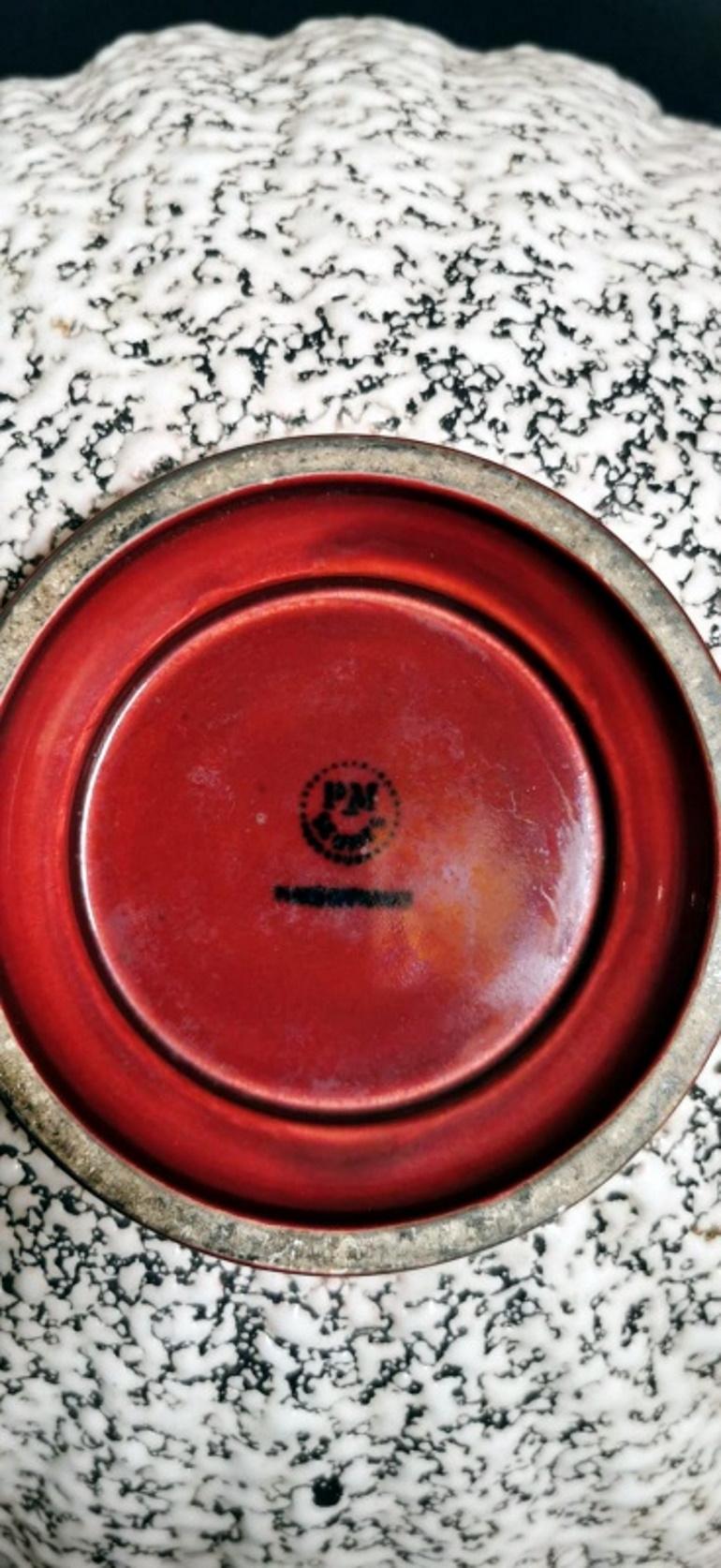 Art Deco Paul Milet Sevrès France Red and White Glazed Ceramic Bowl 9
