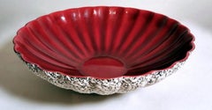 Art Deco Paul Milet Sevrès France Red and White Glazed Ceramic Bowl