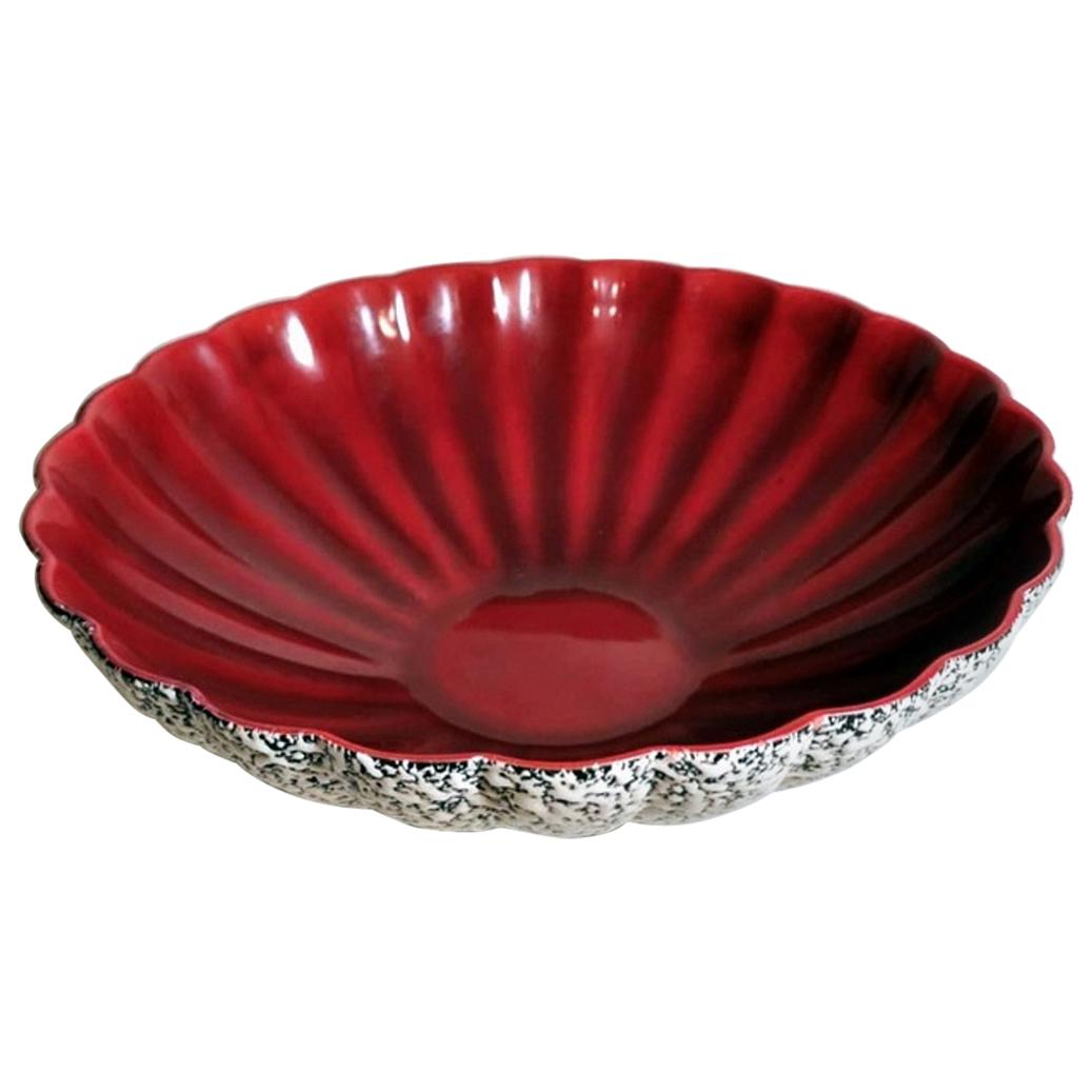 Art Deco Paul Milet Sevrès France Red and White Glazed Ceramic Bowl For