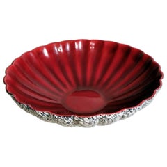 Art Deco Paul Milet Sevrès France Red and White Glazed Ceramic Bowl