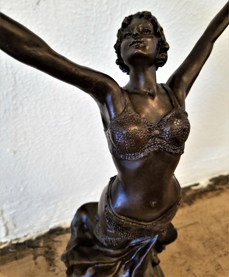 French Art Deco Paul Philippe Bronze Lady Dancer