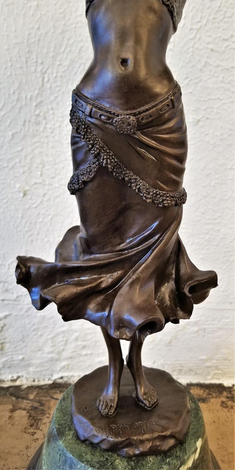 Art Deco Paul Philippe Bronze Lady Dancer In Good Condition In Dallas, TX