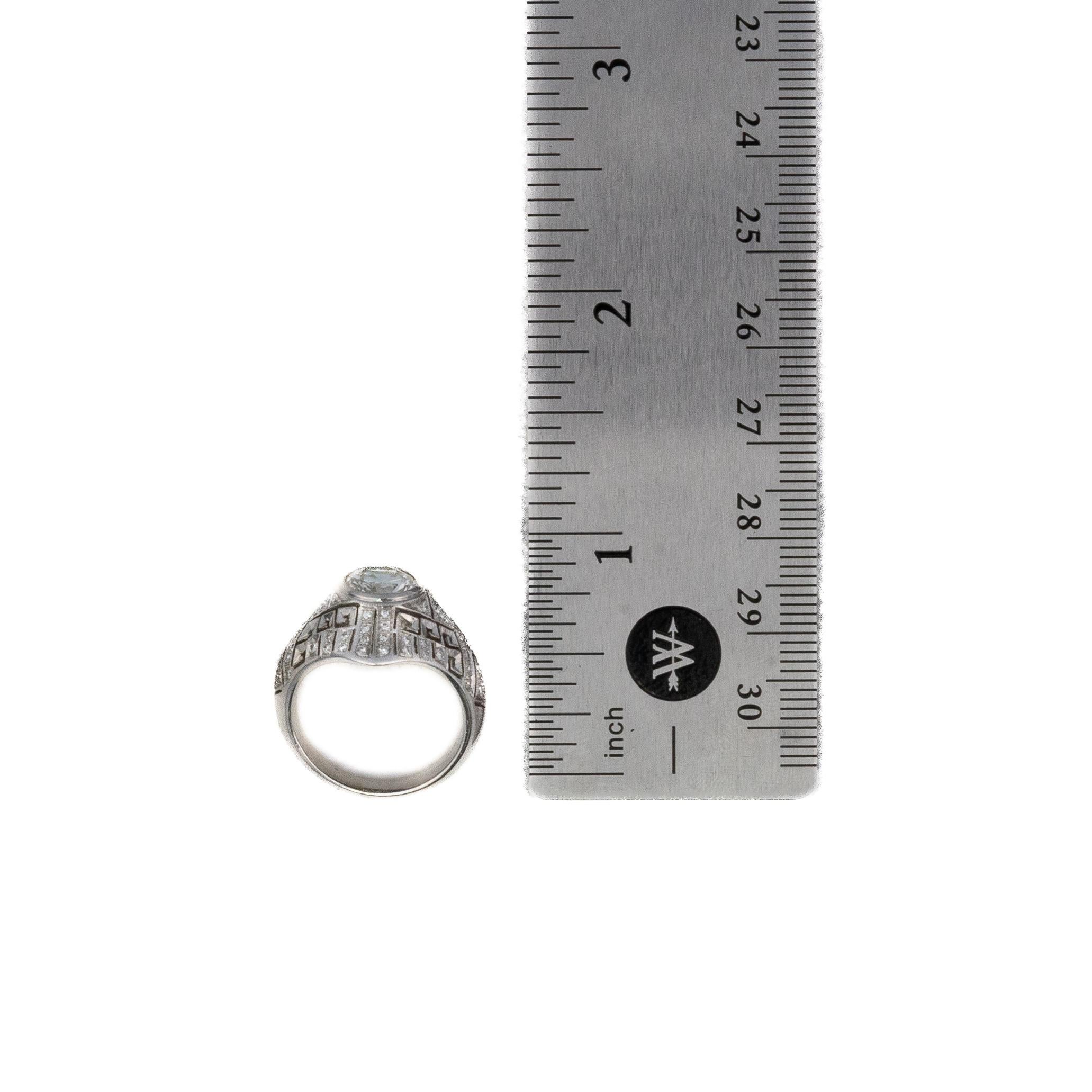 Round Cut Art Deco Pave and Brilliant Cut Diamond Ring For Sale