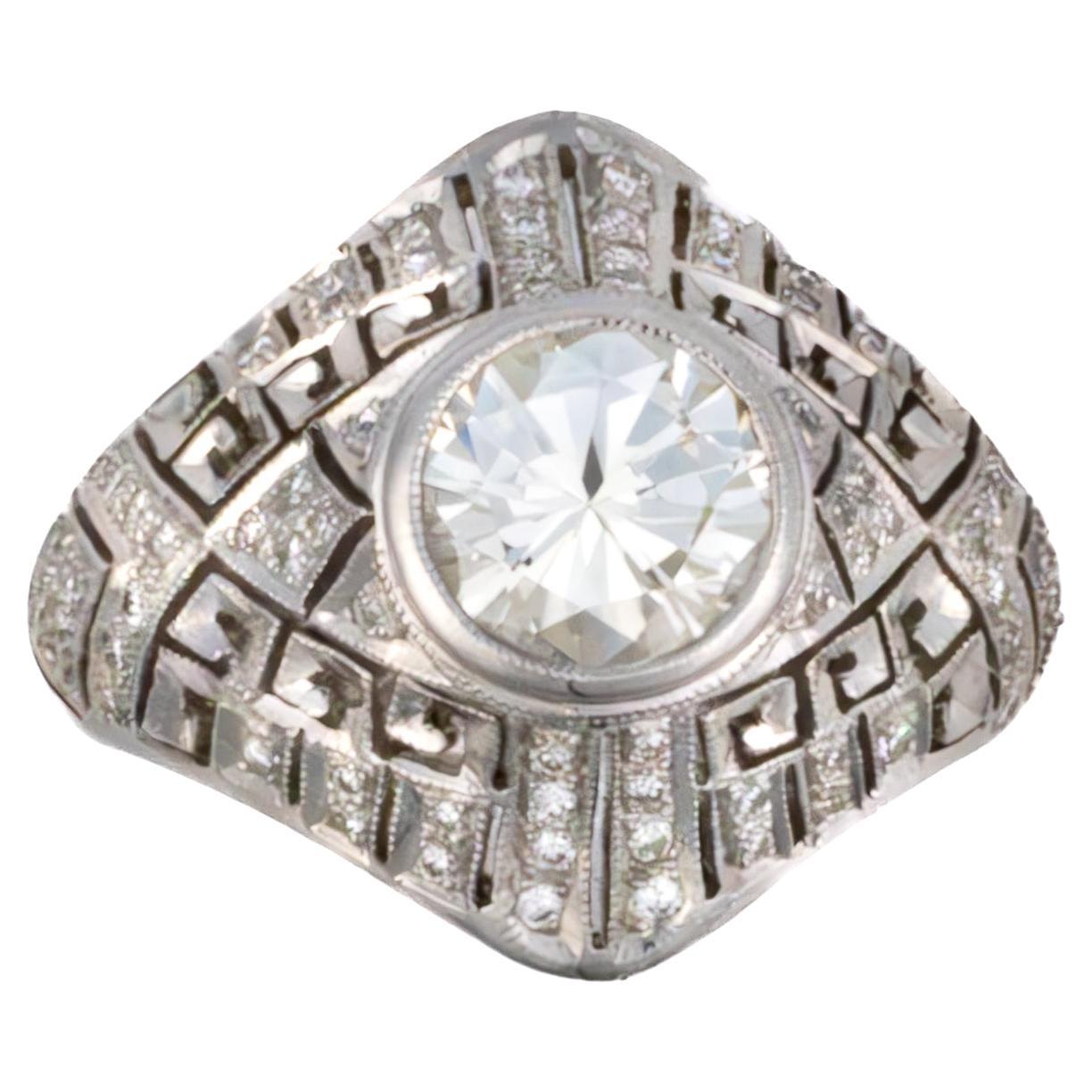 Art Deco Pave and Brilliant Cut Diamond Ring