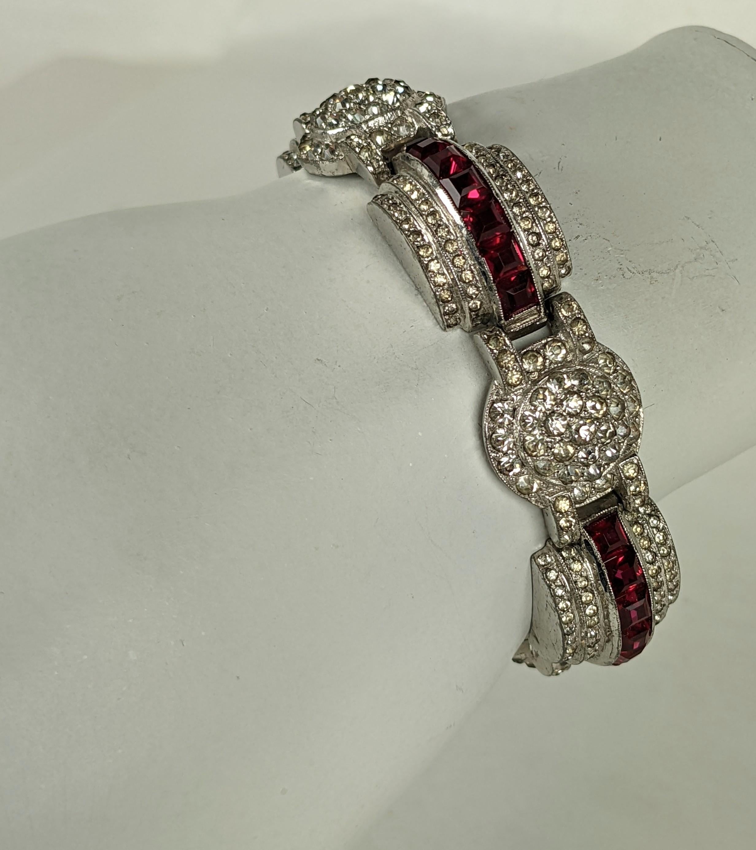 Art Deco Pave and Channel Set Ruby Bracelet For Sale 5