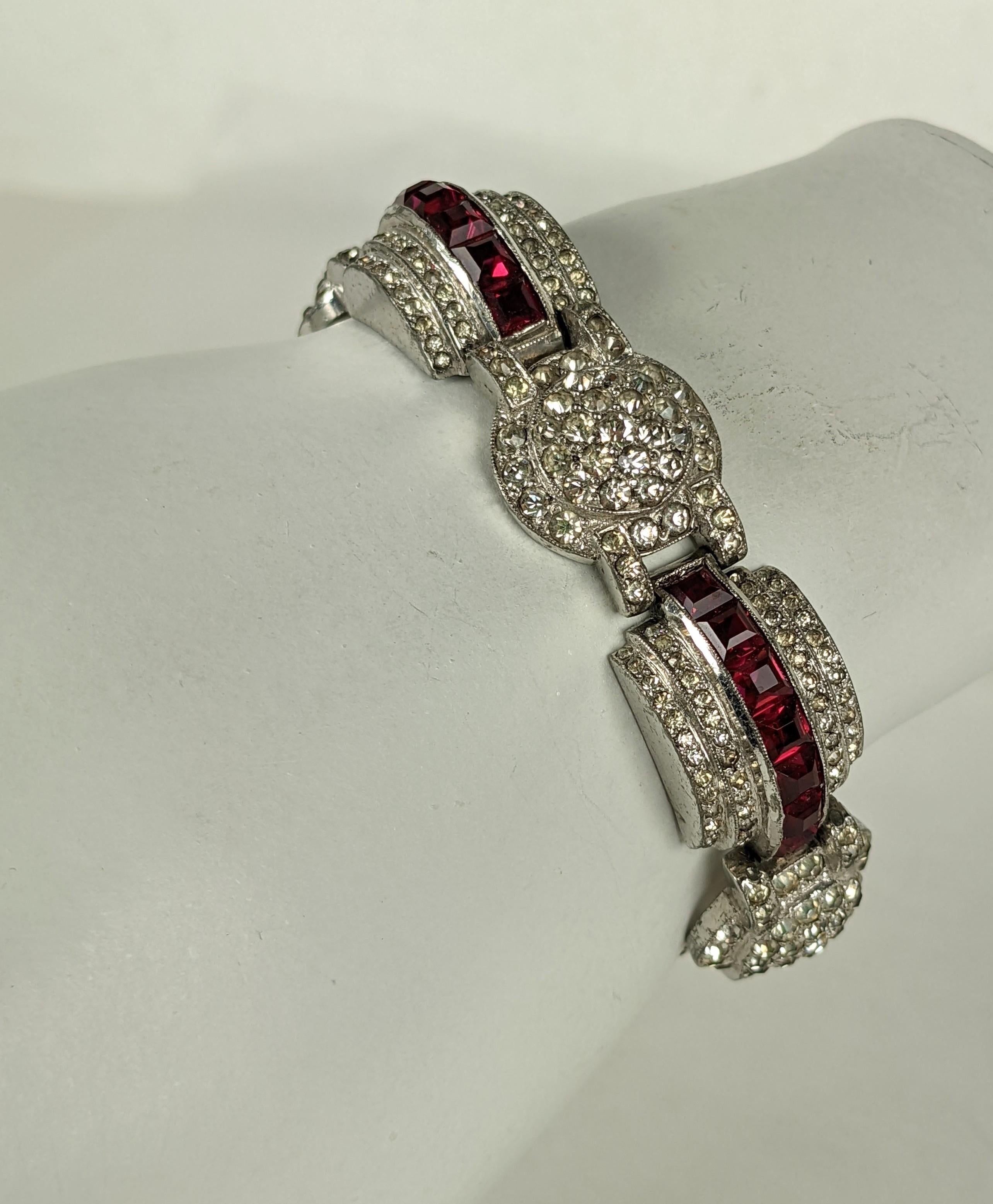 Art Deco Pave and Channel Set Ruby Bracelet For Sale 6