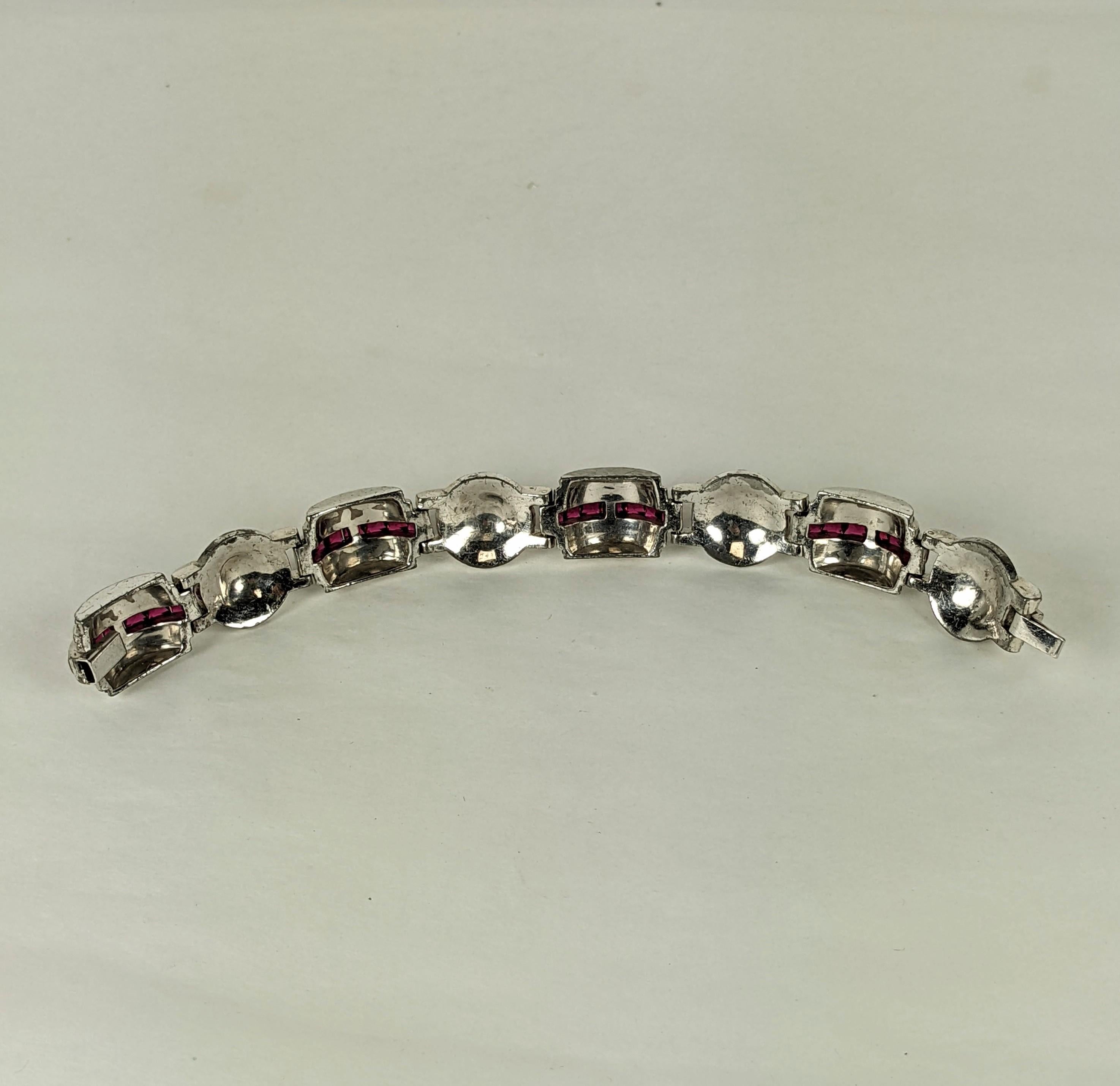 Art Deco Pave and Channel Set Ruby Bracelet For Sale 1