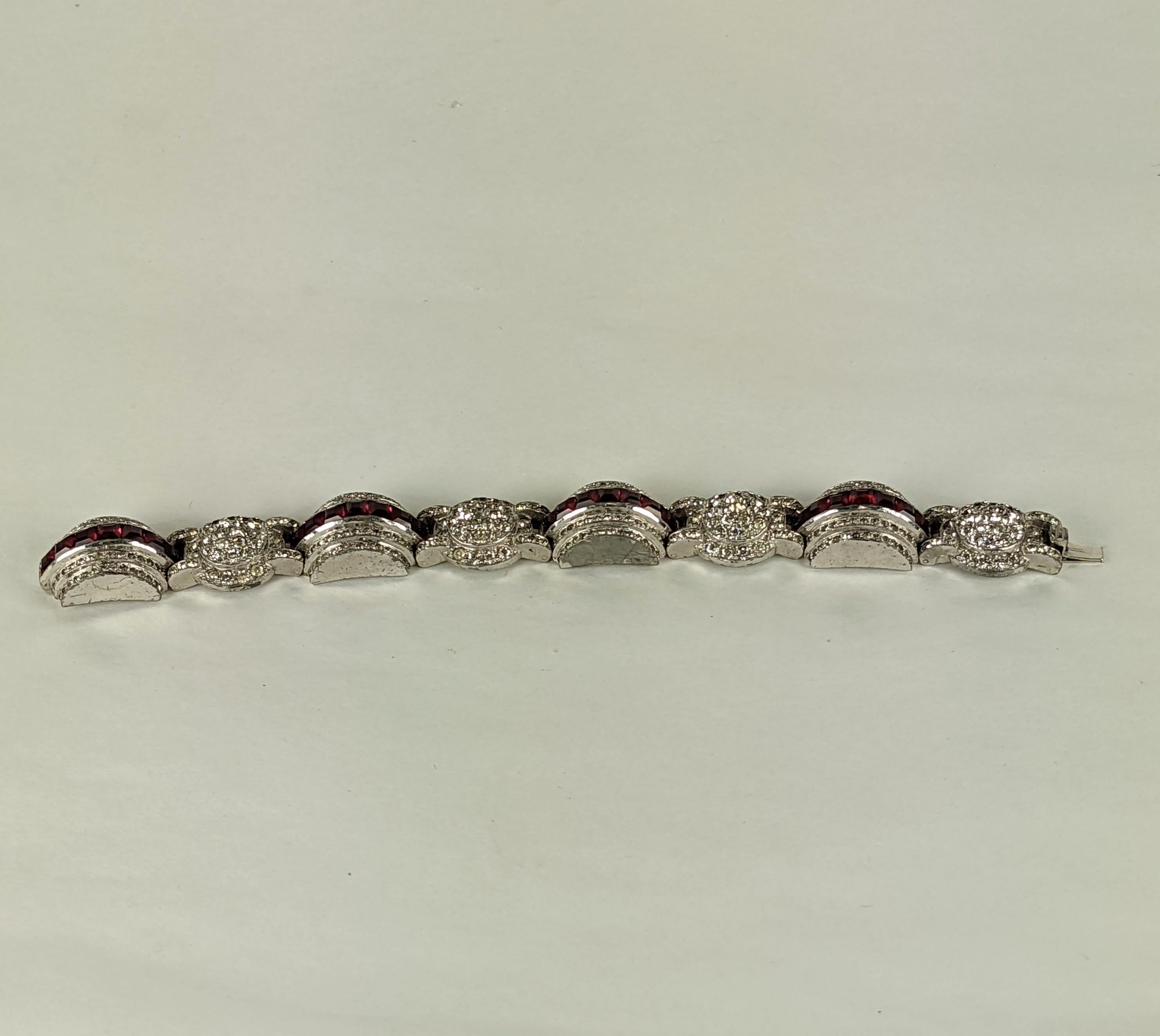 Art Deco Pave and Channel Set Ruby Bracelet For Sale 2