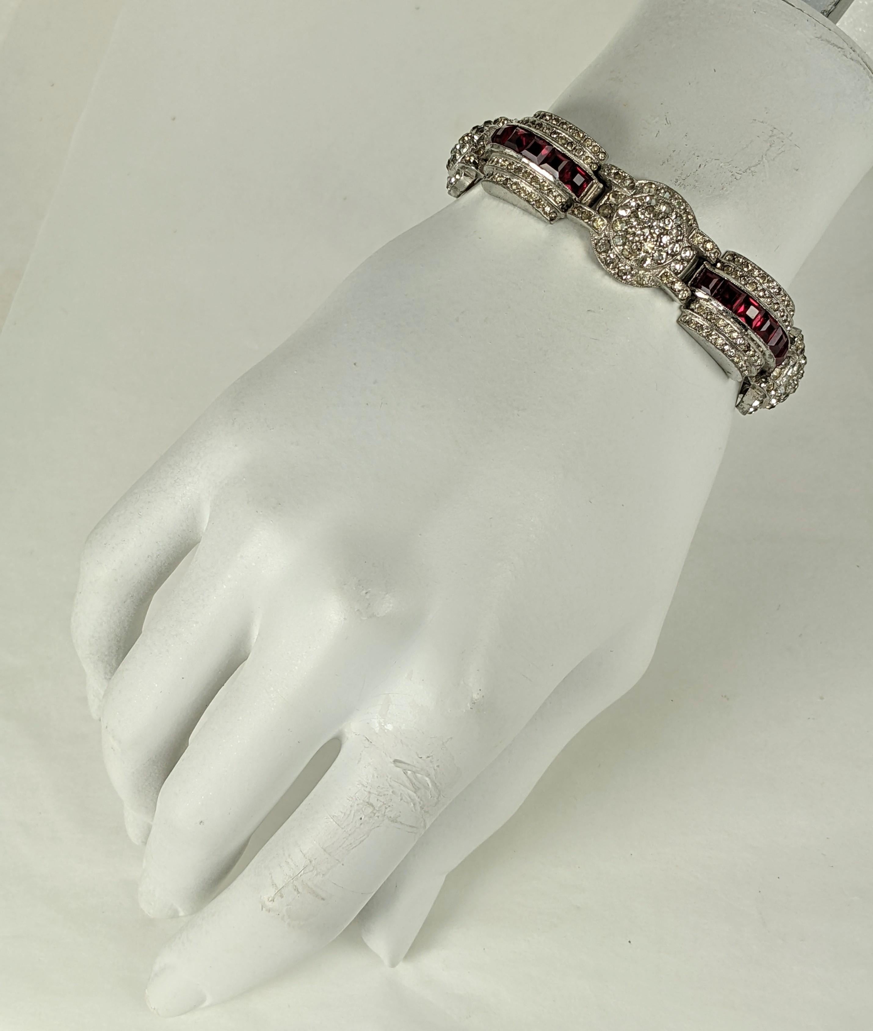 Art Deco Pave and Channel Set Ruby Bracelet For Sale 4