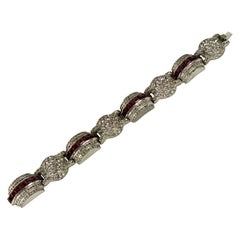 Pulsera Art Déco de Rubíes Engastados y Canalizados