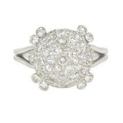 Art Deco Pavé Diamond Ball Ring in Platinum